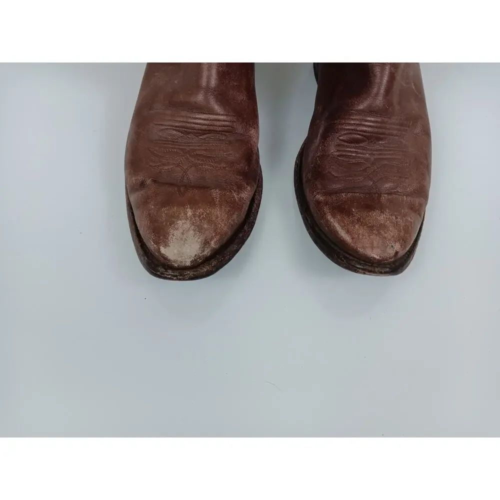 VTG Justin Western Cowboy Boots Mens Size 9.5E Rodeo Leather Brown Style 1651